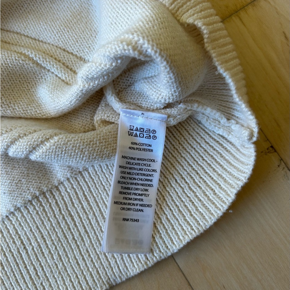 Women's Cupcakes & Cashmere Button Front V-Neck Ivory Cardigan Sweater Sz Large - Picture 8 of 9